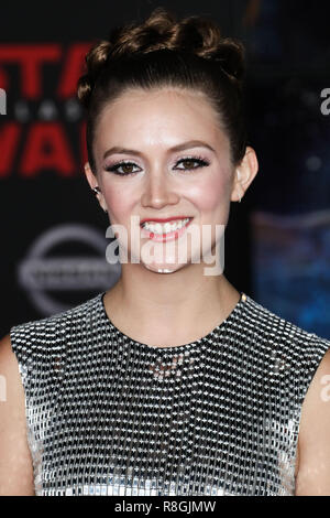 LOS ANGELES, CA, USA - Décembre 09 : Billie lourd lors de la première mondiale de Disney Pictures et Lucasfilm's 'Star Wars : Le dernier des Jedi qui s'est tenue au Shrine Auditorium le 9 décembre 2017 à Los Angeles, Californie, États-Unis. (Photo par Xavier Collin/Image Press Office) Banque D'Images