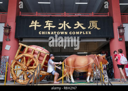 L'inscription d'un ancien point d'charrette à Chinatown, un centre commercial de Chinatown, à Singapour Banque D'Images