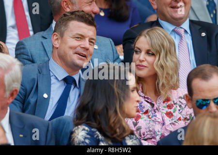 Rugby player Brian O'Driscoll regarde l'action pendant le tournoi de Wimbledon 2018 Banque D'Images