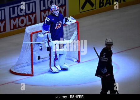 Herning, Danemark. 17 mai, 2017. Keith Kinkaid après notation tchèque lors de la finale entre les USA et la République tchèque dans l'IIHF Championnat du monde hockey sur glace 2018 de la Jyske Bank Boxen, Herning, Danemark. Credit : Lars Moeller/ZUMA/Alamy Fil Live News Banque D'Images