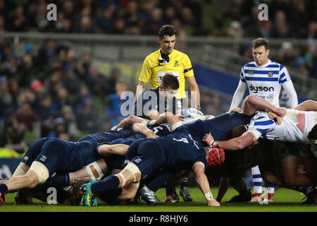 Aviva Stadium de Dublin, Irlande. Le 15 décembre, 2018. European Champions Cup rugby, Leinster et baignoire ; Luc McGrath (Leinster) met au crédit de mêlée : Action Plus Sport Images/Alamy Live News Banque D'Images