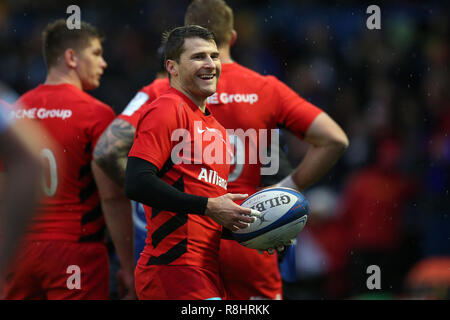 Cardiff, Wales, UK. Le 15 décembre 2018. Richard Wigglesworth de sarrasins. Heineken Cup Champions, piscine 3 rugby match, Cardiff Blues v Saracens au Sport BT Cardiff Arms Park de Cardiff, le samedi 15 décembre 2018. Cette image ne peut être utilisé qu'à des fins rédactionnelles. Editorial uniquement. Photos par Andrew Andrew/Verger Verger la photographie de sport/Alamy live news Banque D'Images