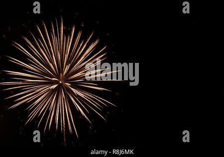 Starburst blanc d'artifice dans le ciel noir sur la quatrième de Juillet Banque D'Images