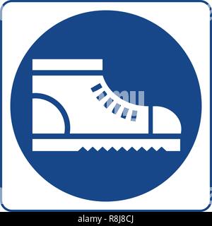 Porter des chaussures de sécurité. Bottes de sécurité de protection doit être porté à l'affichage obligatoire, vecteur, illustration. Illustration de Vecteur