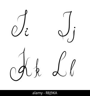 Hand drawn calligraphiés J,F,K,L isolé Banque D'Images