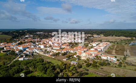 Vue sur le Santa Justa,Portugal Santarem Coruche. Drone aérien bird's eye view photo. Banque D'Images