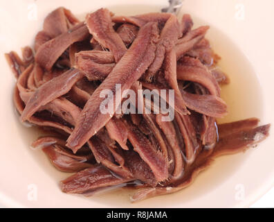 Filet d'anchois dans l'huile Banque D'Images