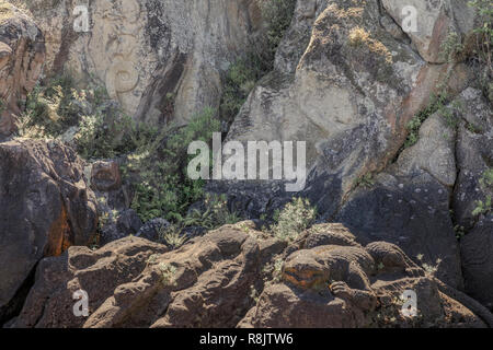 Le lac Taupo, Maori rock carvings, île du Nord, Nouvelle-Zélande Banque D'Images