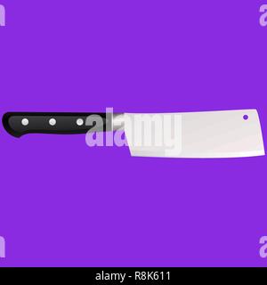 Couteau de cuisine sur un fond de couleur. Vector illustration dans le style 3d Illustration de Vecteur