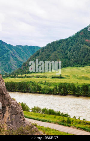 Nature des montagnes de l'Altaï avec Katun River à la Sibérie de la Russie Banque D'Images