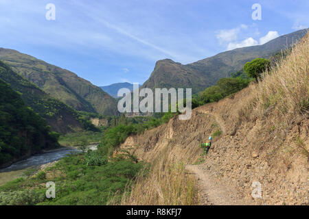 Vue panoramique sur la luxuriante forêt tropicale sur la piste de l'inca, Pérou Banque D'Images