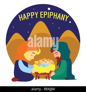 La naissance de Jésus l'épiphanie heureuse. concept Cartoon illustration de la naissance de Jésus l'épiphanie heureux concept vector background pour web design Illustration de Vecteur