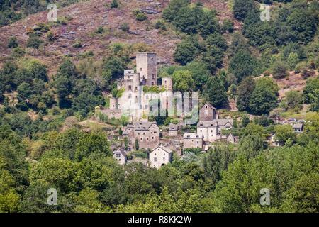 La France, l'Aveyron, Belcastel, étiqueté Les Plus Beaux Villages de France (Les Plus Beaux Villages de France), s'arrêter sur El Camino de Santiago Banque D'Images