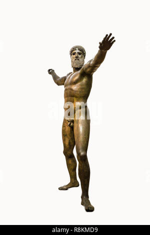 Statue en bronze de Zeus isolés ou Poseidon dans un fond blanc Banque D'Images