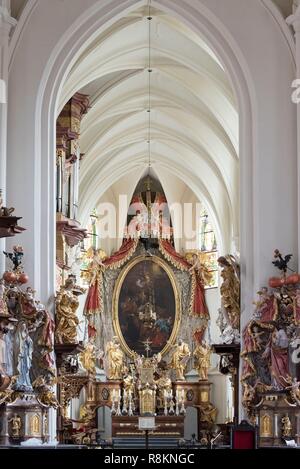 République tchèque, la Bohême du Sud, Zeliv, église baroque du couvent de la Nativité de la Vierge Marie, l'intérieur baroque par l'architecte tchèque Jan Blazej Santini Aichel (1677-1723) Banque D'Images