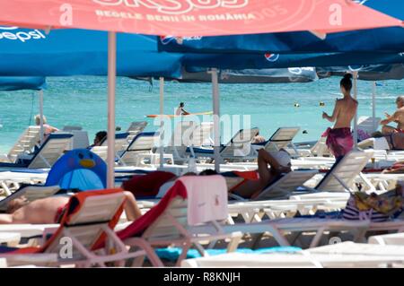 Roumanie, Dobroudja, côte de la mer Noire, Constanta historiquement connue comme Tomis, Mamaia, plage Banque D'Images