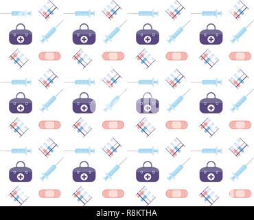 Porte-tube à essai de laboratoire patch trousse de premiers soins l'icône de seringues d'injection service médical de soins de santé et médecine logo concept symbole modèle transparente télévision Illustration de Vecteur