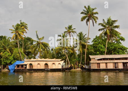 Kettuvallam péniche sur des étangs, Lac Vembanad, Alleppey, Kerala, Inde Banque D'Images