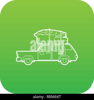 Voiture à hayon avec une assurance cargo vecteur vert icône Illustration de Vecteur