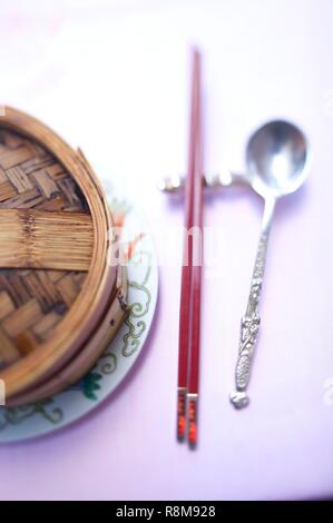 France, Paris, Chinese Restaurant Chez Vong, les tableaux Banque D'Images