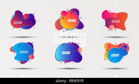 Forme liquide abstract banners set. Vector illustration of colorful bannières liquide constitué de différentes formes simples pour votre graphique et web design Illustration de Vecteur