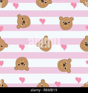 Modèle sans couture avec ours mignon Illustration de Vecteur