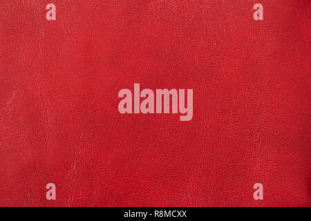 La texture en cuir véritable, repéré, peint, avec des faux plis, rides fond de couleur rouge vif Banque D'Images