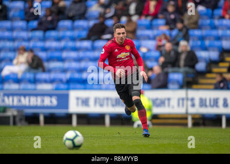 Reading, UK. Dec 16, 2018. Zak Dearnley de Man Utd U23 au cours de la Premier League Division 2 2 match entre la lecture d'U23 et U23 Manchester United au stade Madejski, lecture, l'Angleterre le 16 décembre 2018. Photo par Andy Rowland. Crédit : Andrew Rowland/Alamy Live News Banque D'Images