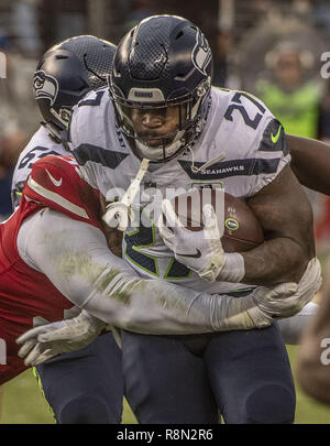 Santa Clara, Californie, États-Unis. Dec 16, 2018. Seattle Seahawks tournant retour Mike Davis (27) le dimanche, Décembre 16, 2018, au stade de Lévis à Santa Clara, en Californie. Les 49ers a battu les Seahawks en prolongation 26-23. Crédit : Al Golub/ZUMA/Alamy Fil Live News Banque D'Images