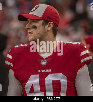 Santa Clara, Californie, États-Unis. Dec 16, 2018. 49ers nouveau long snapper Colin Holba, 40 le dimanche, 16 décembre 2018, au stade de Lévis à Santa Clara, en Californie. Les 49ers a battu les Seahawks en prolongation 26-23. Crédit : Al Golub/ZUMA/Alamy Fil Live News Banque D'Images