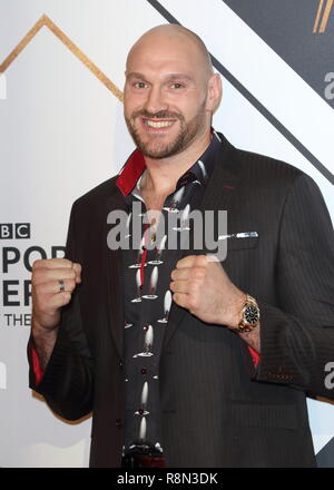 Tyson Fury sur le tapis rouge à la BBC Sports Personality de l'année 2018 au Resorts World Arena. Banque D'Images