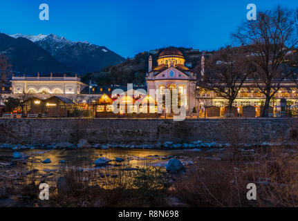 Marché de Noël à Merano, Trentin-Haut-Adige, Italie. Banque D'Images