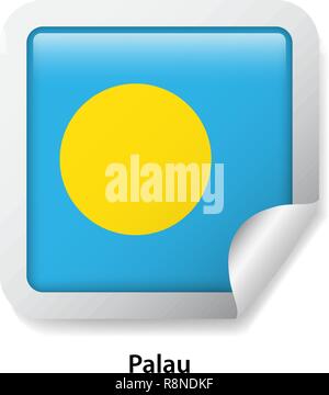 Drapeau de Palau. Autocollant brillant rond Illustration de Vecteur