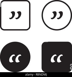 Symbole devis icon set. Pour bien marquer l'alinéa. Signe de la double virgule Illustration de Vecteur