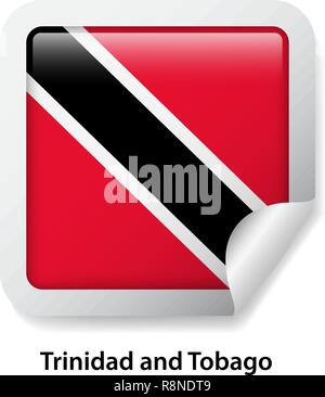 Pavillon de la Trinité-et-Tobago. Brillant rond autocollant badge Illustration de Vecteur