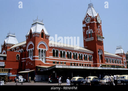 La gare ferroviaire centrale, Chennai Madras, Inde Banque D'Images