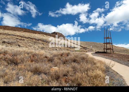 Kawaihae, Hawaii - Pu'ukohola Heiau National Historic Site. Le heiau, ou du temple, a été construite en 1790-91 par Kamehameha le Grand, qui est devenu le premier k Banque D'Images