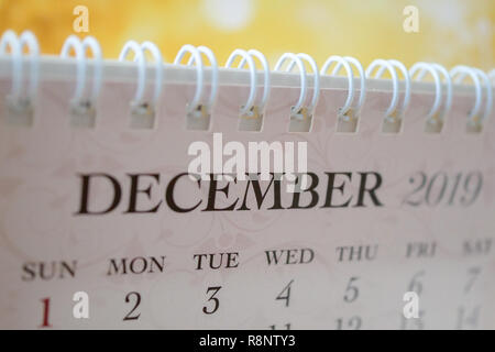 Fermer le calendrier de Décembre 2019 Banque D'Images