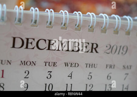 Fermer le calendrier de Décembre 2019 Banque D'Images