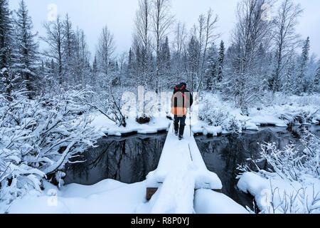 Randonnées dans le parc national Syöte, Pudasjärvi, Laponie, Finlande, Europe Banque D'Images