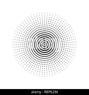 Cercle noir résumé points de trame avec vigueur. Vector illustration. Icône ronde avec l'utilisation de texture points de trame. Illustration de Vecteur