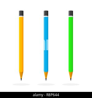 Icône crayon. Vector illustration. Ensemble de crayons de couleur sur fond blanc. Illustration de Vecteur