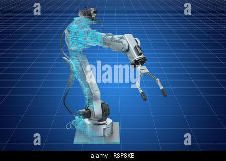 3d visualisation cad modèle de bras robotique, de renouveau. Le rendu 3D Banque D'Images