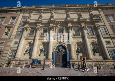 La façade du Palais Royal de Stockholm Banque D'Images