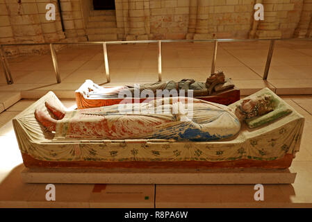 Richard Coeur de Lion et d'Isabelle d'Angoulême, grave l'Abbaye Royale de Notre Dame de Fontevraud, Fontevraud-l'Abbaye, vallée de la Loire, Maine-et-Loire, Pa Banque D'Images