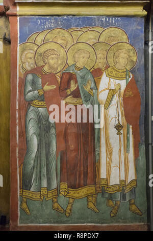 Procession des justes au ciel représenté dans la fresque datée de 1635-1636 dans la cathédrale de la Nativité de la Théotokos (cathédrale Rozhdestvensky) à Suzdal, la Russie. Banque D'Images