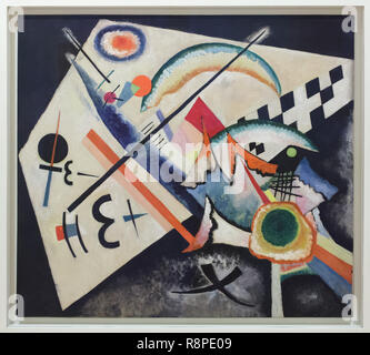 Peinture 'Croix Blanche' par peintre moderniste russe Wassily Kandinsky (1922) sur l'affichage dans la Collection Peggy Guggenheim à Venise, Italie. Banque D'Images