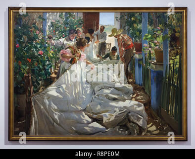 'Peinture' par la voile ewing peintre espagnol Joaquín Sorolla (1896) sur l'affichage dans la Galerie Internationale d'Art moderne (Galleria internazionale d'arte moderna) dans le Ca' Pesaro (Pesaro Palace) à Venise, Italie. Banque D'Images