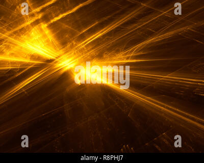 Contexte en vue d'or style tech. Image générée par ordinateur - fractal. Résumé de l'or 3d illustration de lignes et courbes. Avenir de t Banque D'Images