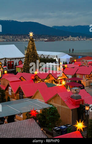 Marché de Noël de Vancouver, Jack Poole Plaza, Vancouver, Colombie-Britannique, Canada. Banque D'Images